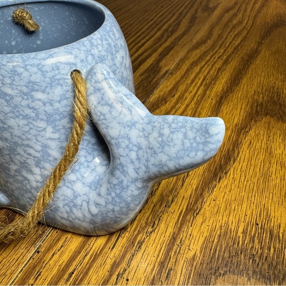Blue Ceramic Whale Hanging Planter - Picture 3 of 6